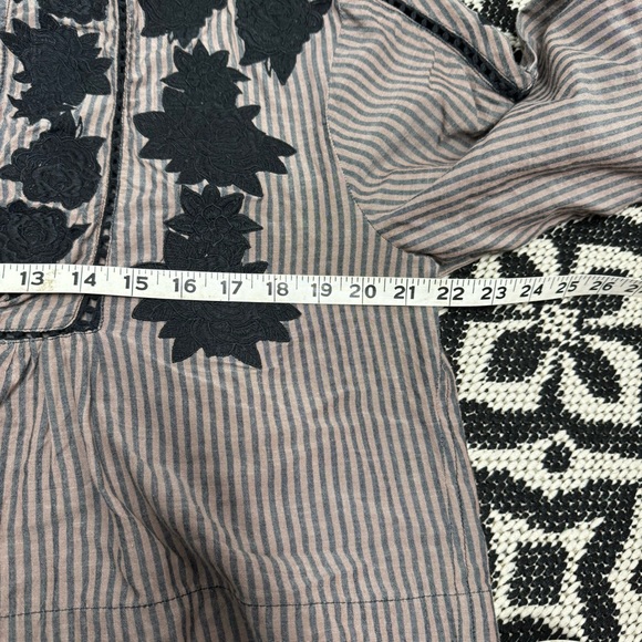 Free People Liya Embroidered top black floral detail deep v neck - Picture 9 of 14